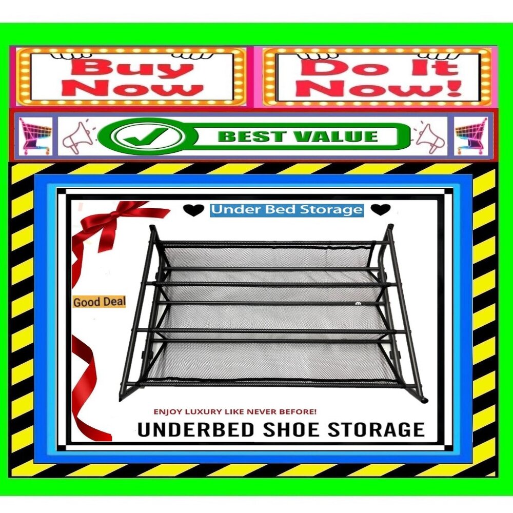 📢 Under Bed ➕🆒 SHOE STORAGE Metal SHOE ORGANIZER Space Save RACK 💸BUY NOW‼️🟢